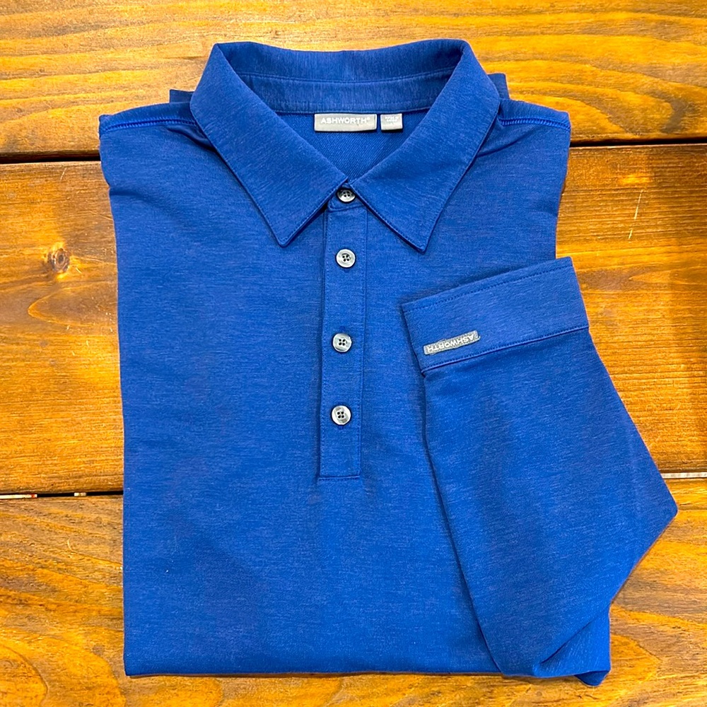 Ashworth Long-Sleeve Blue Polo Shirt